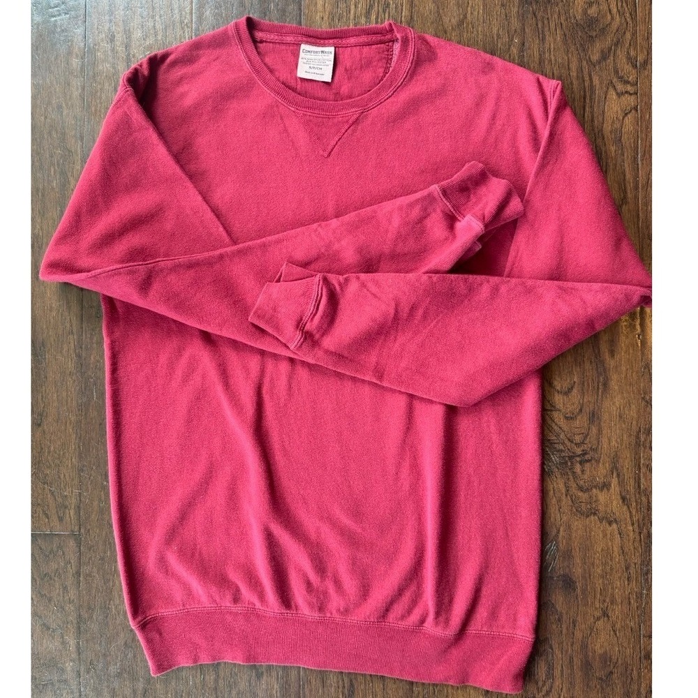 ComfortWash Sweatshirt Mens Small Burgundy Crewneck Garment Pullover NWOT